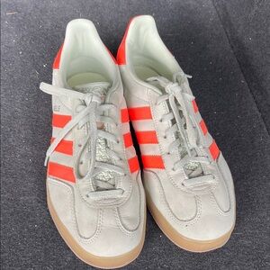 Adidas Mint and Orange Striped Sneakers